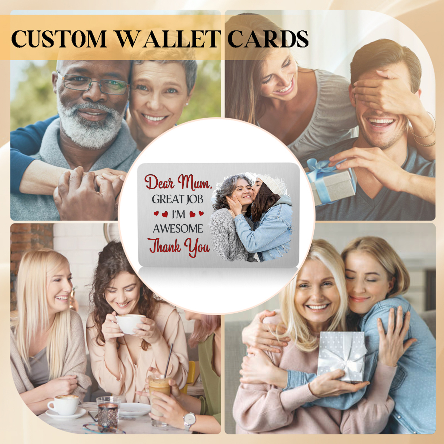 Personalised Wallet Card with Custom Photo Pocket Hug Gift for Mum | Jessemade