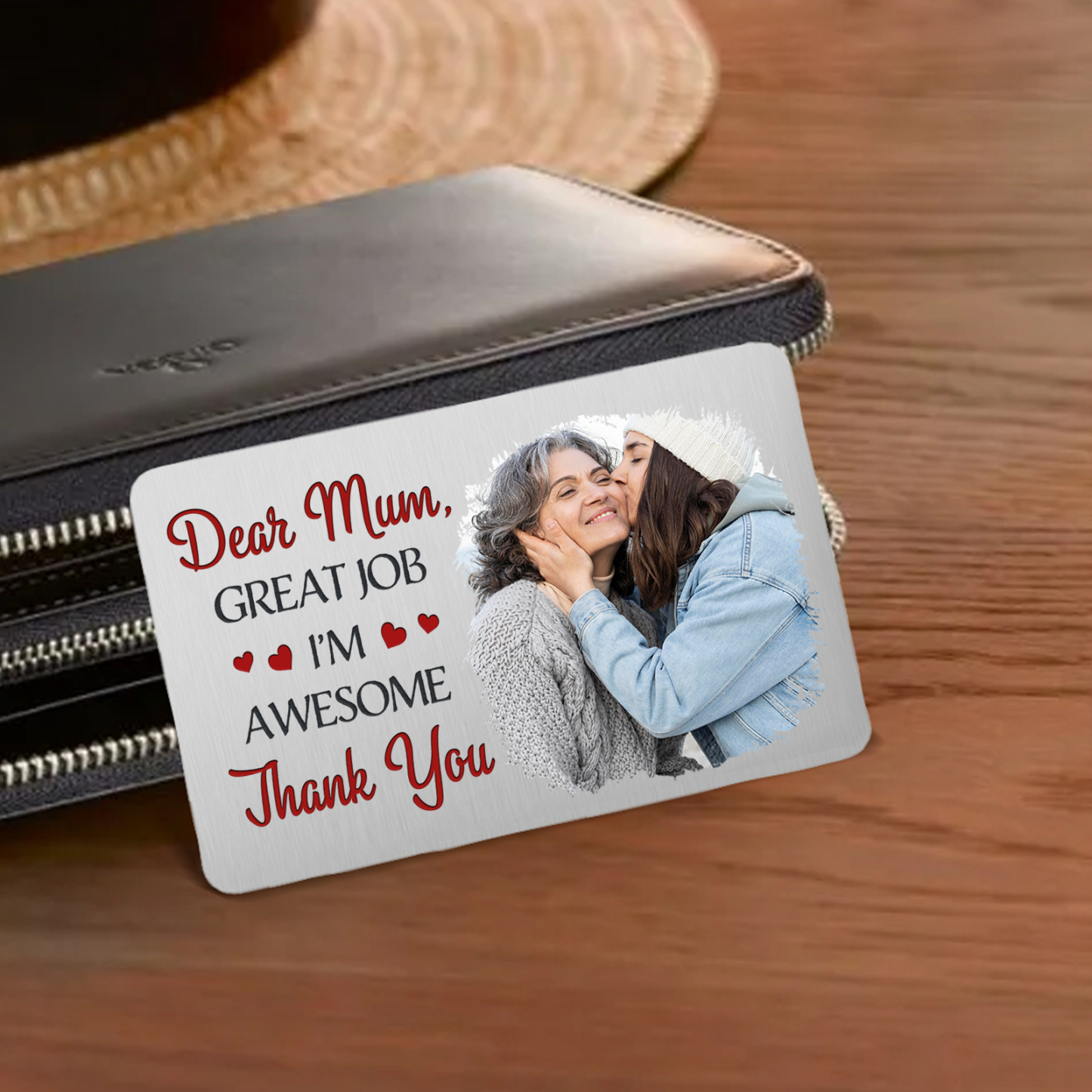 Personalised Wallet Card with Custom Photo Pocket Hug Gift for Mum | Jessemade