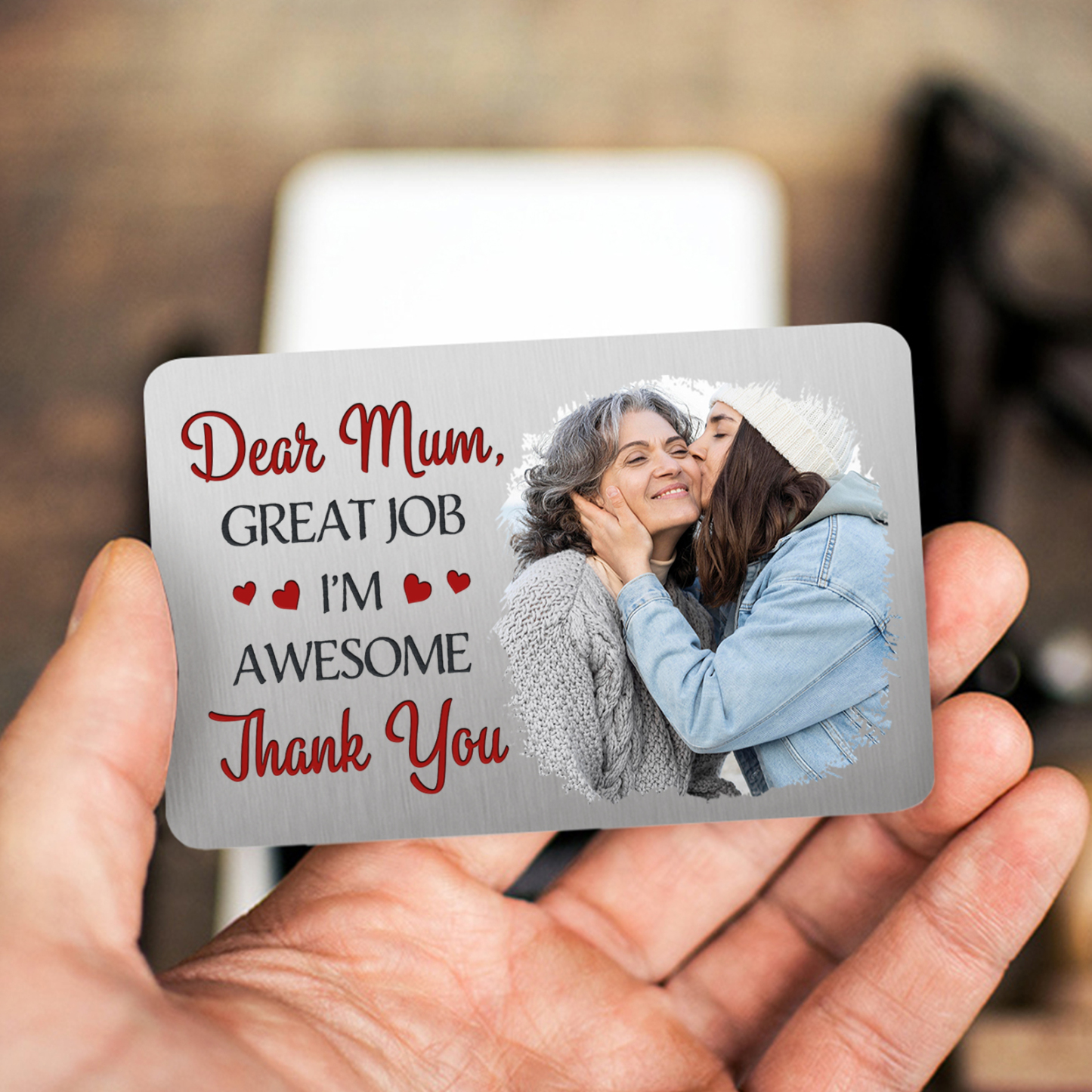 Personalised Wallet Card with Custom Photo Pocket Hug Gift for Mum | Jessemade