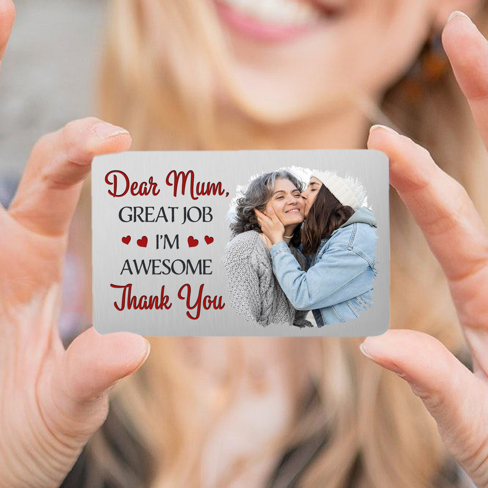 Personalised Wallet Card with Custom Photo Pocket Hug Gift for Mum | Jessemade