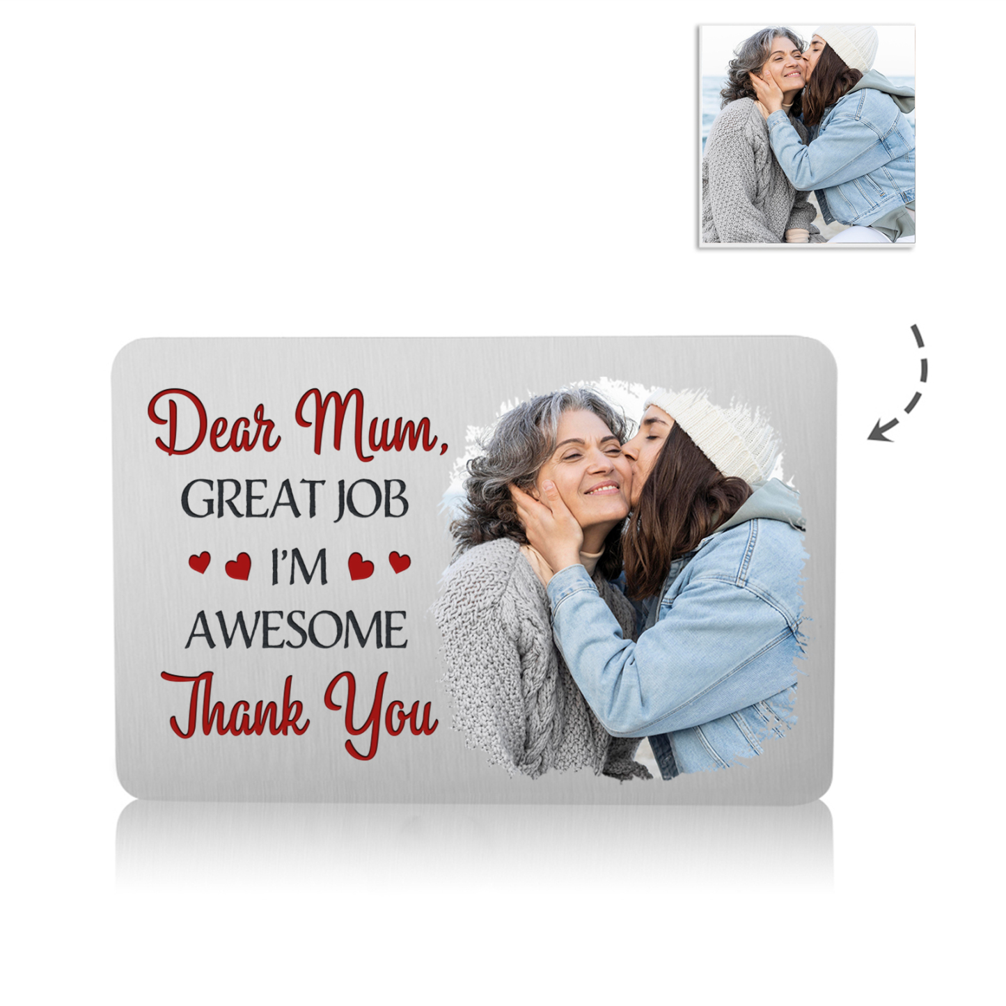 Personalised Wallet Card with Custom Photo Pocket Hug Gift for Mum | Jessemade