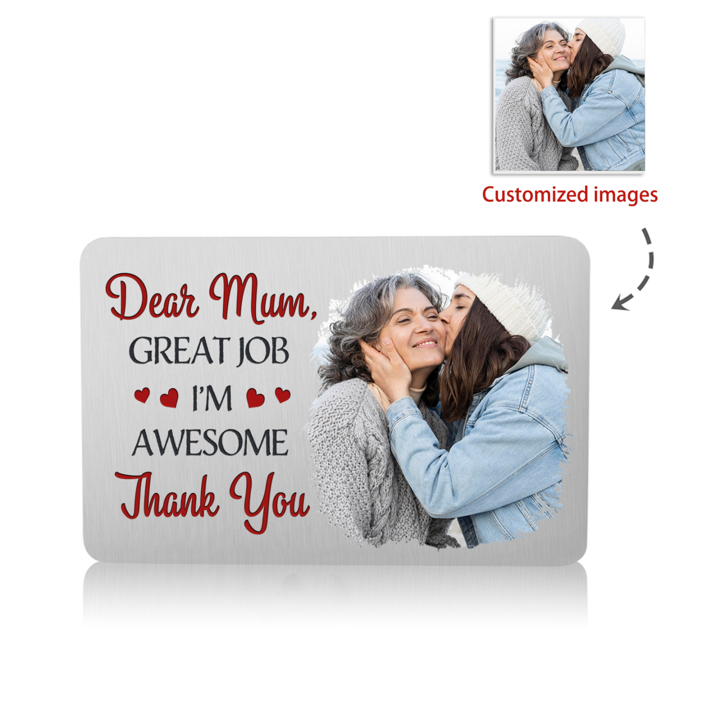Personalised Wallet Card with Custom Photo Pocket Hug Gift for Mum | Jessemade