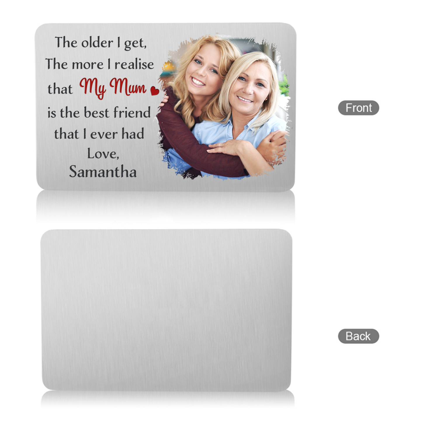 Personalised Wallet Card with Custom Photo & Text Pocket Hug Gift for Mum | Jessemade