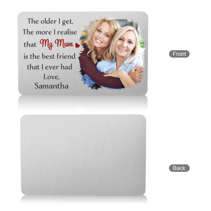 Personalised Wallet Card with Custom Photo & Text Pocket Hug Gift for Mum | Jessemade