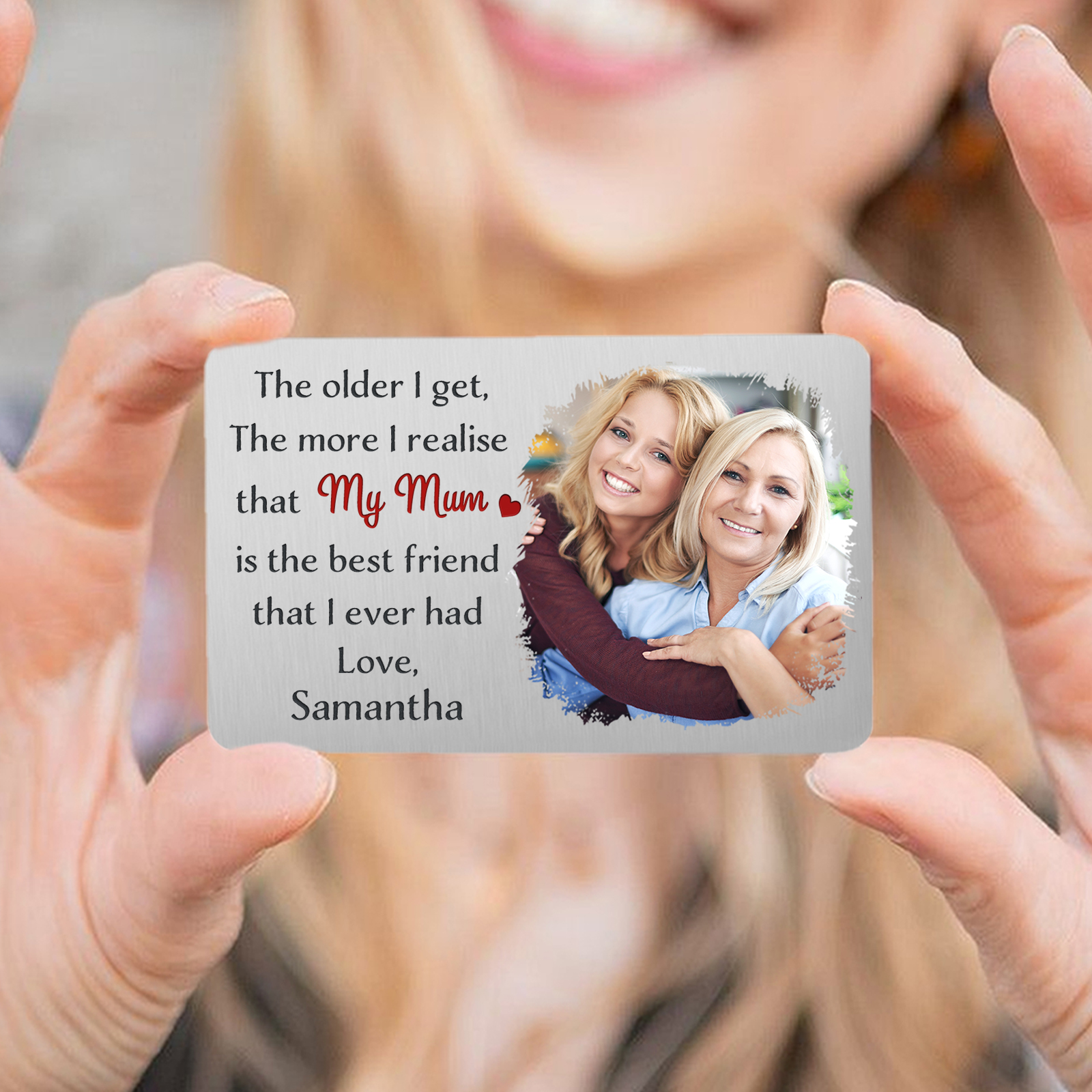 Personalised Wallet Card with Custom Photo & Text Pocket Hug Gift for Mum | Jessemade
