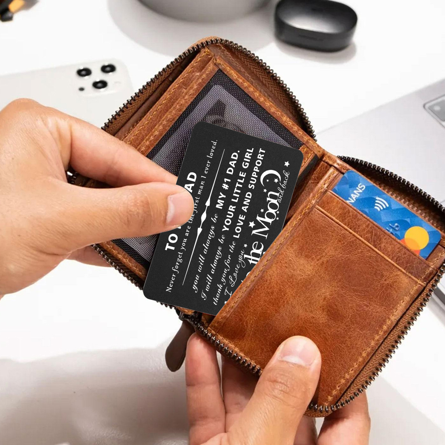 Father’s Day Engraved Wallet Card from Daughter –  Keepsake for Dad | Jessemade