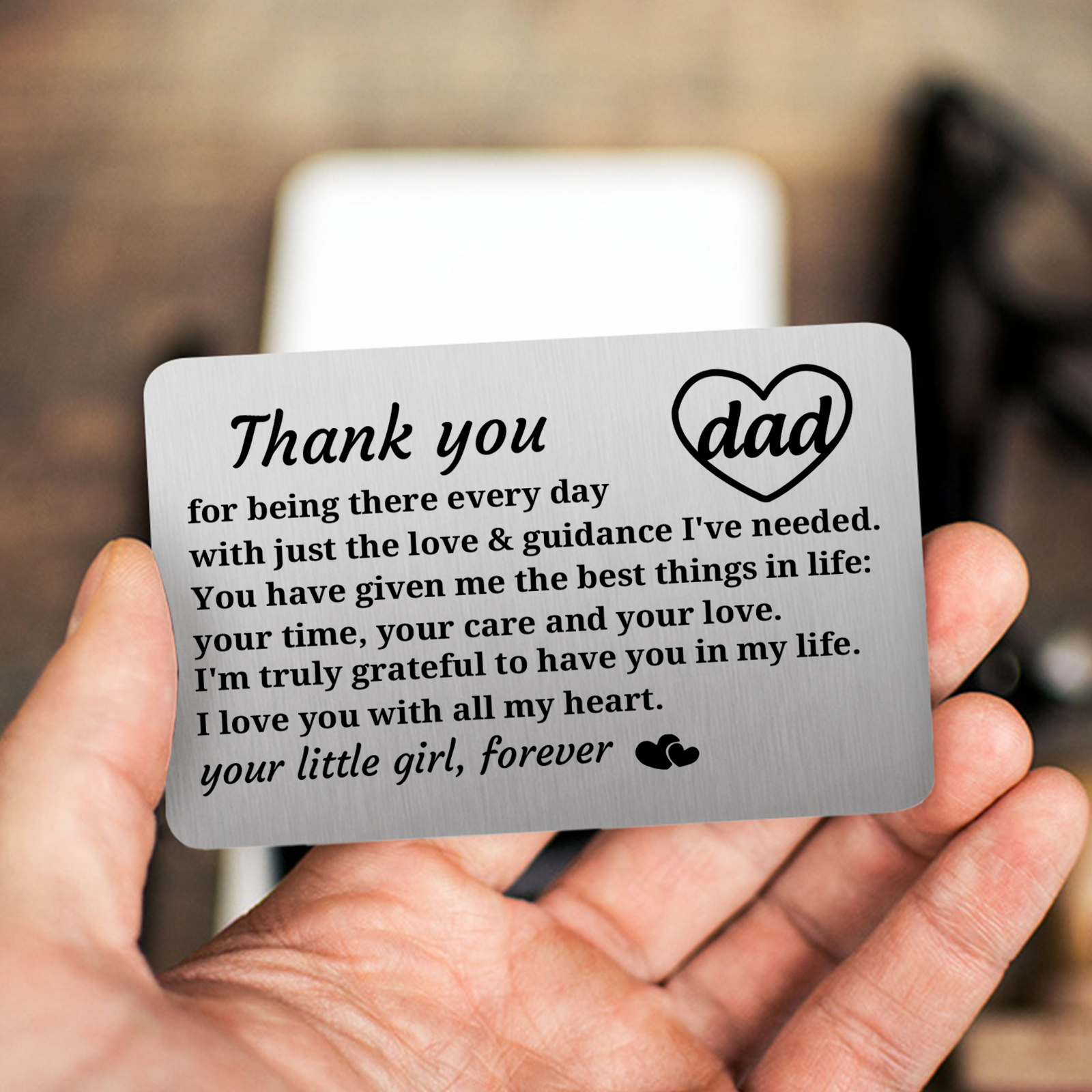 Father’s Day Engraved Wallet Card from Daughter –  Keepsake for Dad | Jessemade