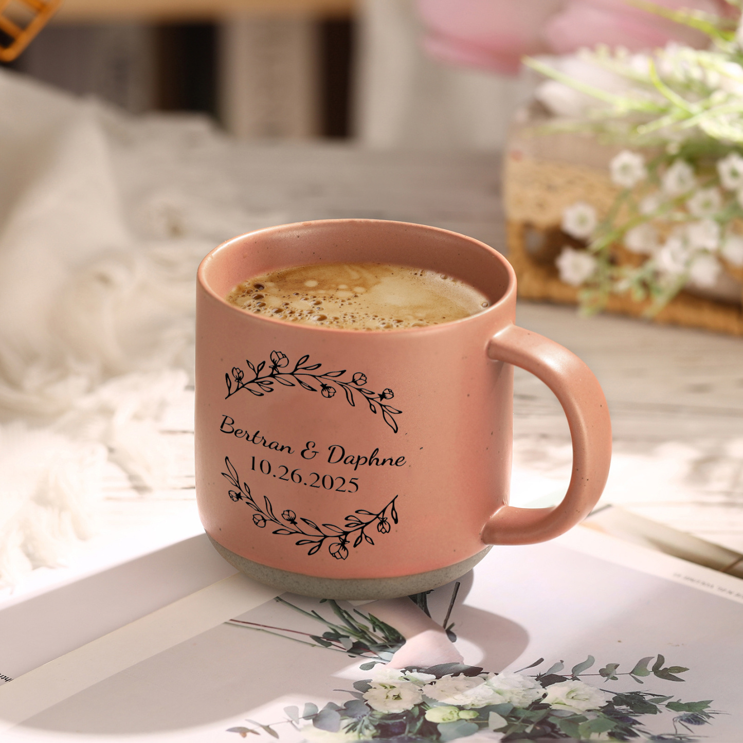 Personalised Mr & Mrs Ceramic Coffee Mugs With Initials & Date - Wedding Anniversary Gifts for Newlywed Couples | Jessemade