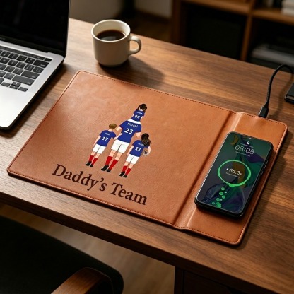 Personalised Football Family Charging Mouse Mat For Dad Grandad