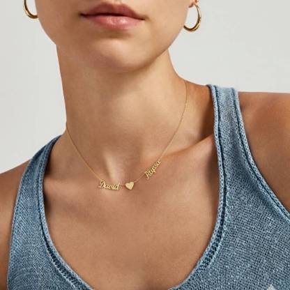 Personalised Necklace With Heart Custom 2 Names Necklace Gift For Women