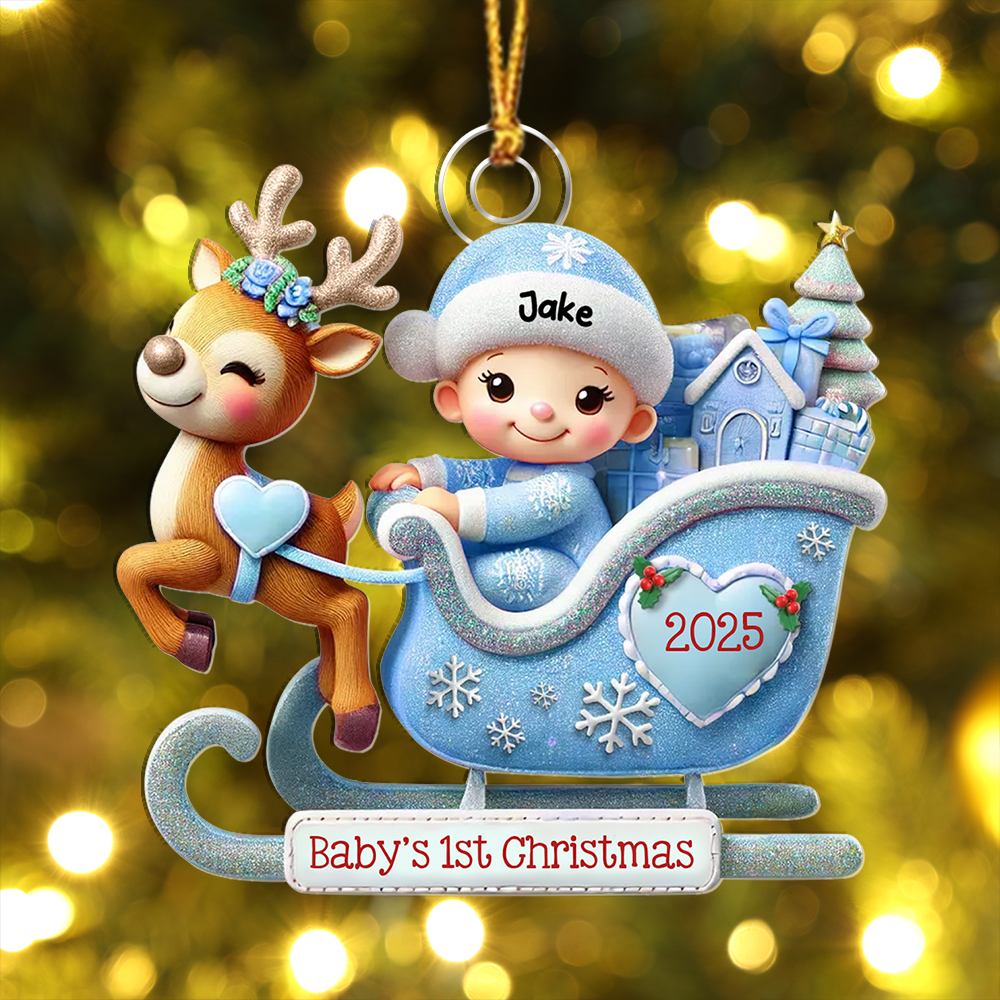 Personalised Baby's 1st Christmas Sleigh Ornament