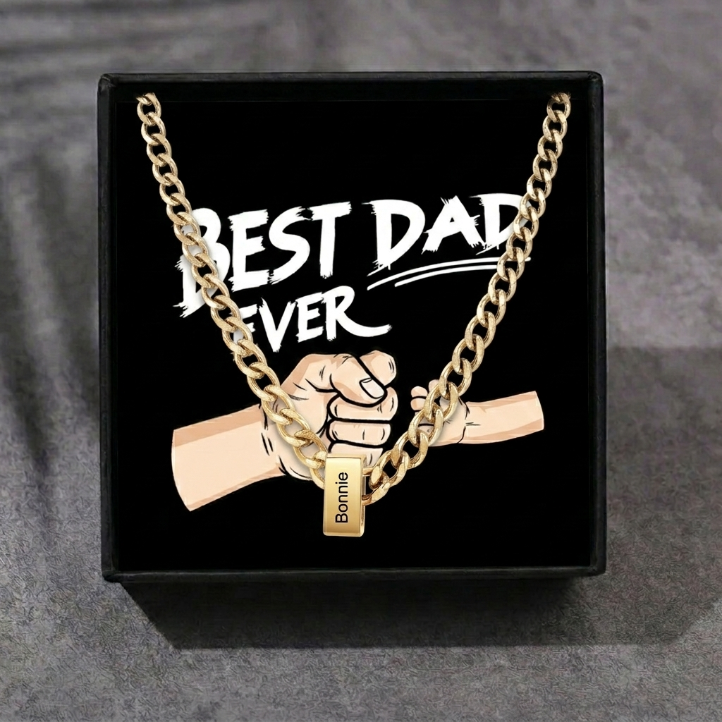 Personalised Curb Chain Necklace with 1-6 Names for Men