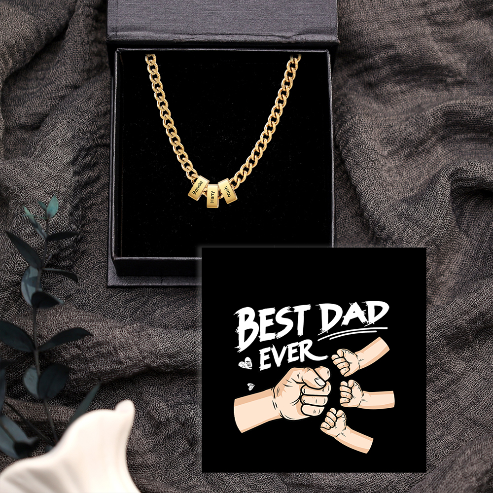 Personalised Curb Chain Necklace with 1-6 Names for Men