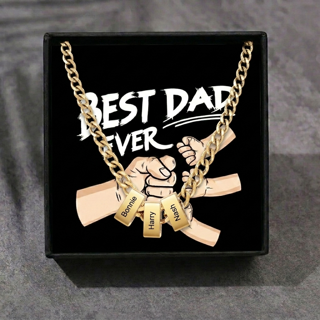 Personalised Curb Chain Necklace with 1-6 Names for Men