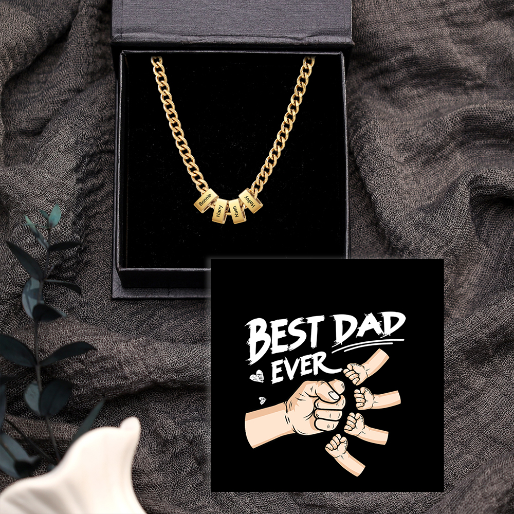 Personalised Curb Chain Necklace with 1-6 Names for Men