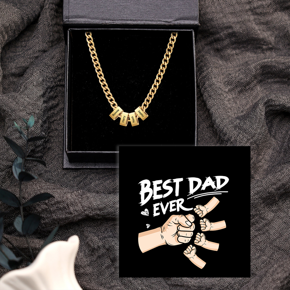 Personalised Curb Chain Necklace with 1-6 Names for Men