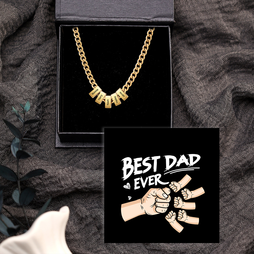 Personalised Curb Chain Necklace with 1-6 Names for Men