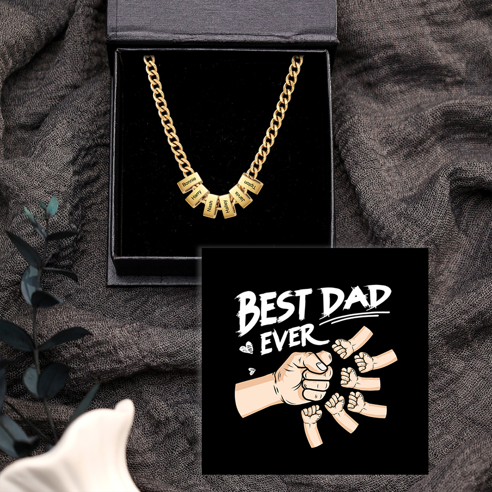 Personalised Curb Chain Necklace with 1-6 Names for Men