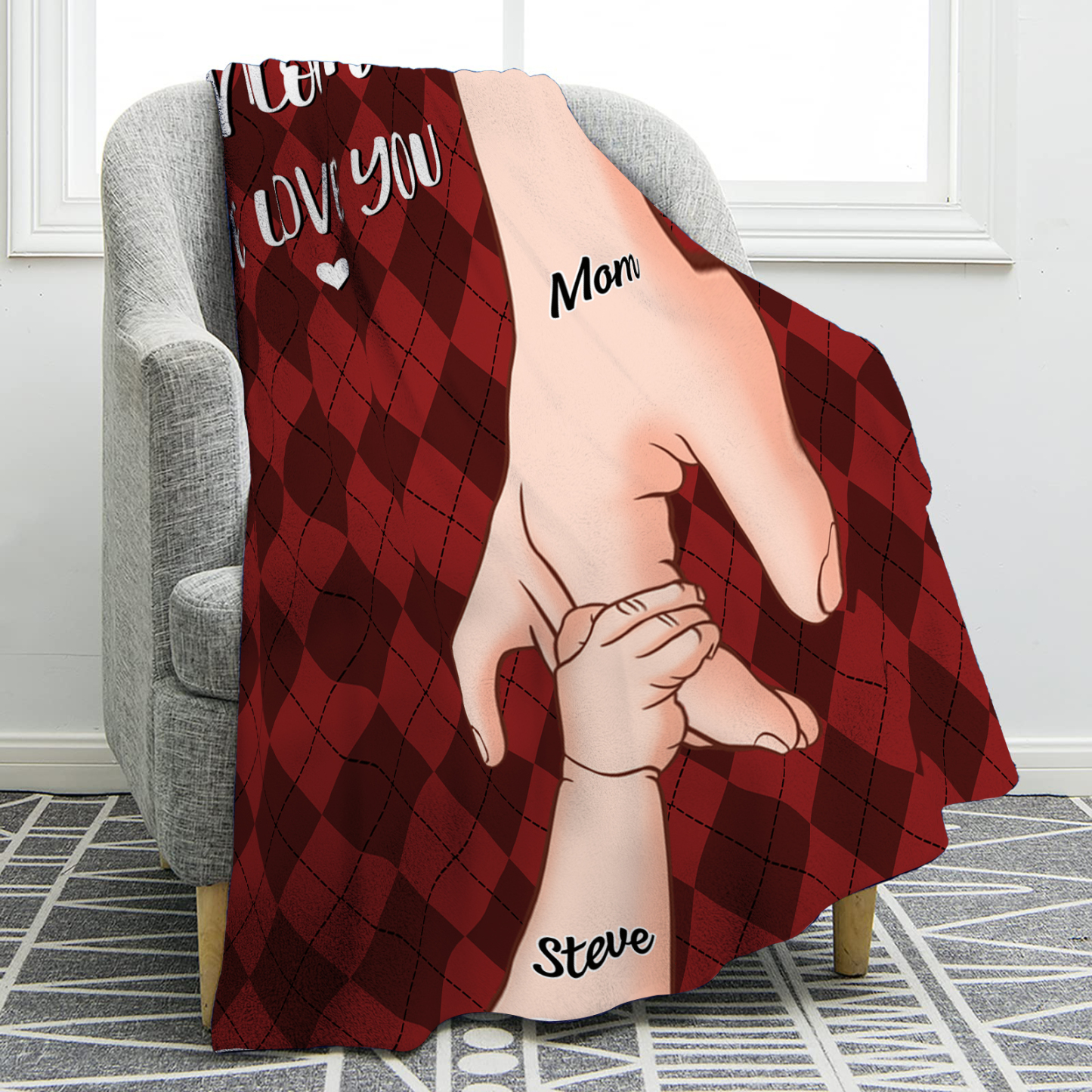 Personalised Flannel Blanket with Custom 2 Names Christmas Gift for Mum | Jessmade