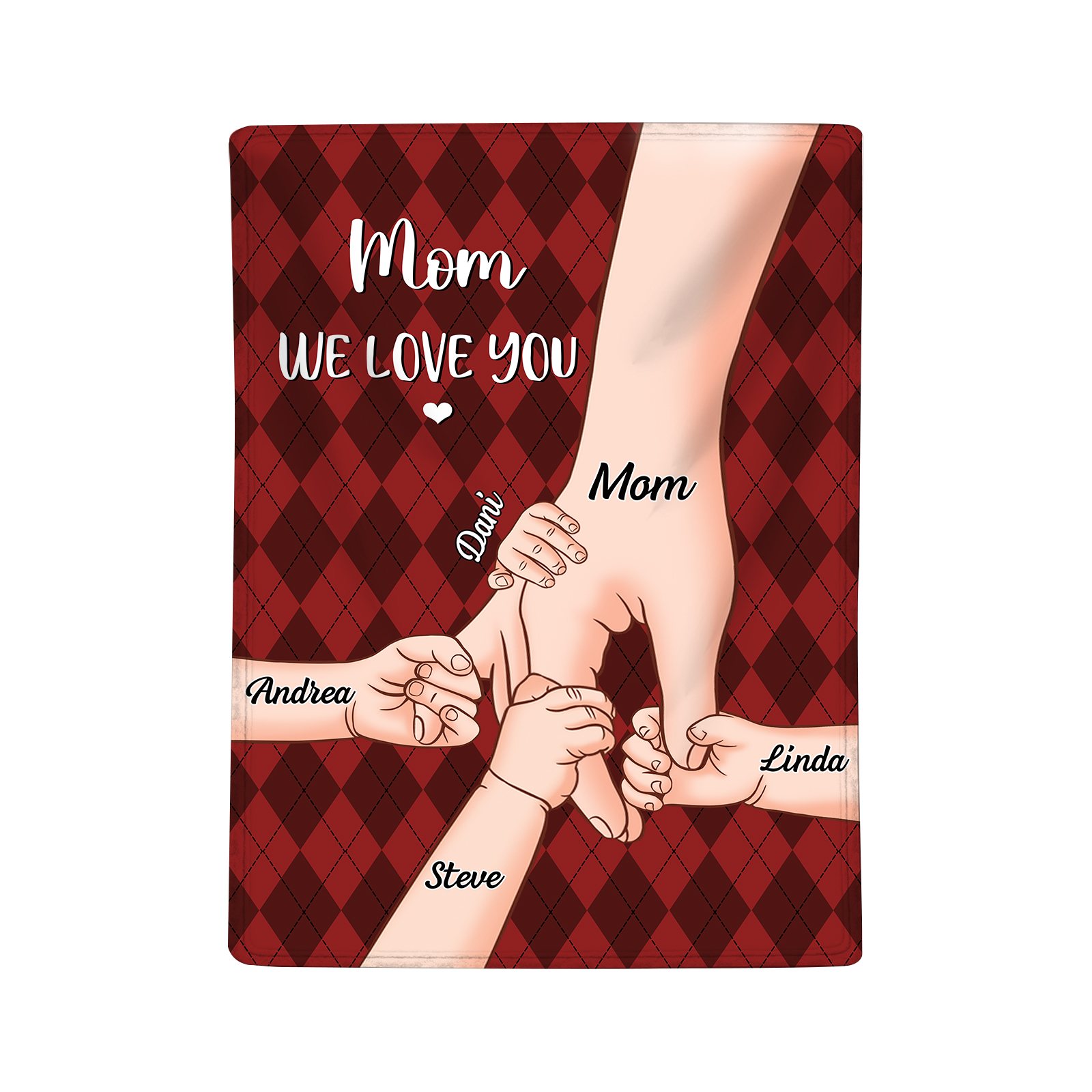 Personalised Flannel Blanket with Custom 5 Names Christmas Gift for Mum | Jessmade