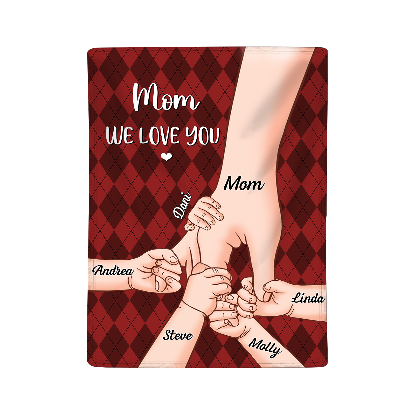 Personalised Flannel Blanket with Custom 6 Names Christmas Gift for Mum | Jessmade