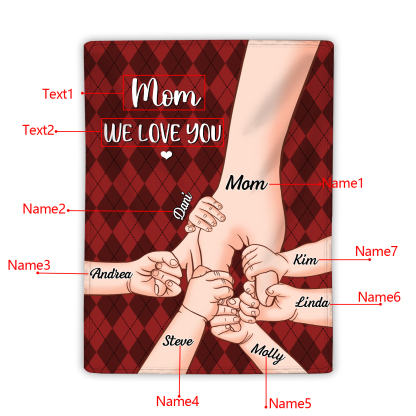 Personalised Flannel Blanket with Custom 7 Names Christmas Gift for Mum | Jessmade