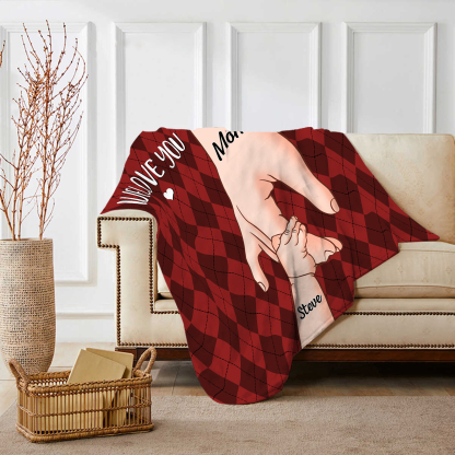 Personalised Flannel Blanket with Custom 2 Names Christmas Gift for Mum | Jessmade