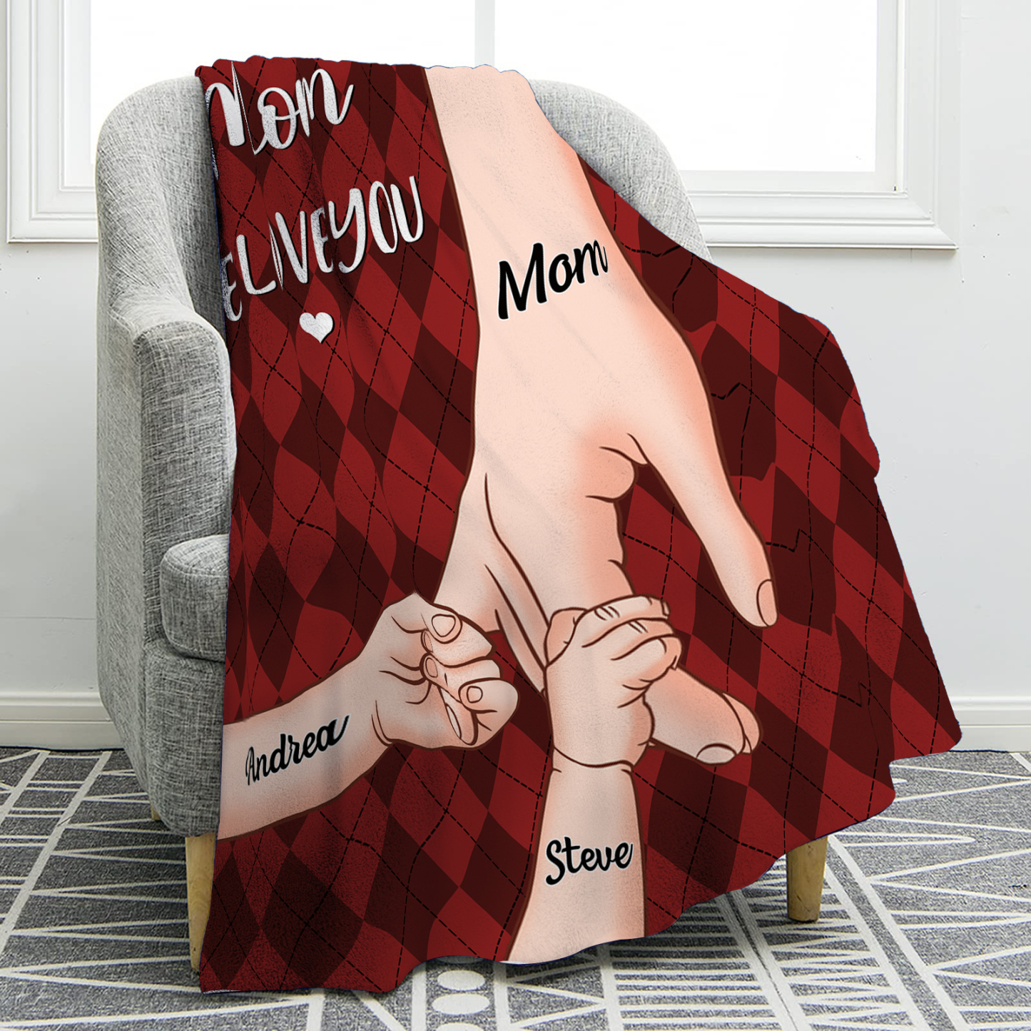 Personalised Flannel Blanket with Custom 3 Names Christmas Gift for Mum | Jessmade