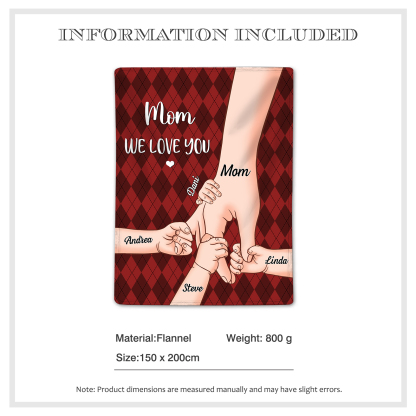 Personalised Flannel Blanket with Custom 5 Names Christmas Gift for Mum | Jessmade