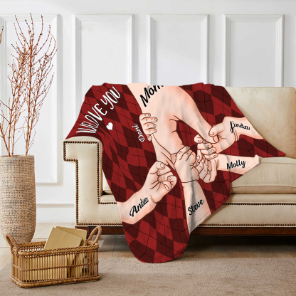 Personalised Flannel Blanket with Custom 6 Names Christmas Gift for Mum | Jessmade