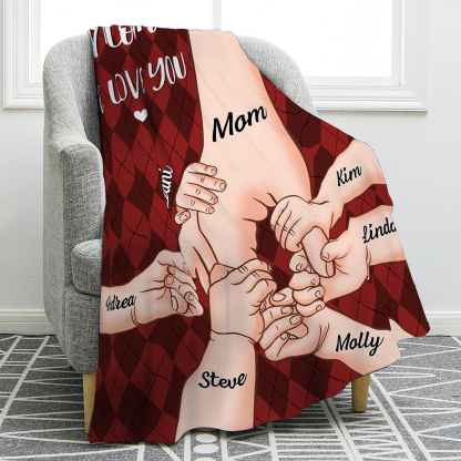 Personalised Flannel Blanket with Custom 7 Names Christmas Gift for Mum | Jessmade