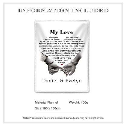 Personalised Couple Blanket with Custom 2 Names Love Letter Throw Blanket Gift for Couple | Jessmade
