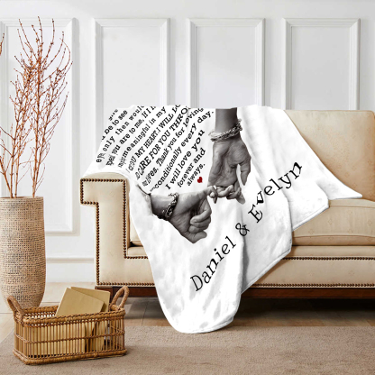 Personalised Couple Blanket with Custom 2 Names Love Letter Throw Blanket Gift for Couple | Jessmade