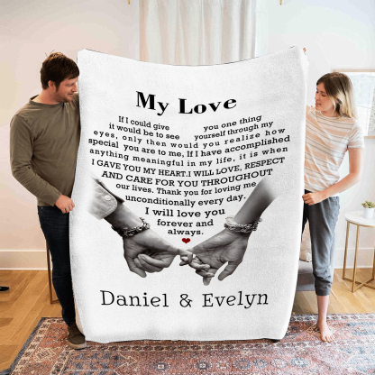 Personalised Couple Blanket with Custom 2 Names Love Letter Throw Blanket Gift for Couple | Jessmade