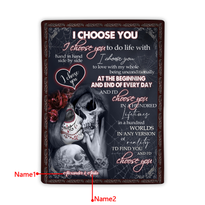 Personalised "I Choose You" Flannel Couple Blanket – Custom 2 Names Gift for Couple | Jessmade