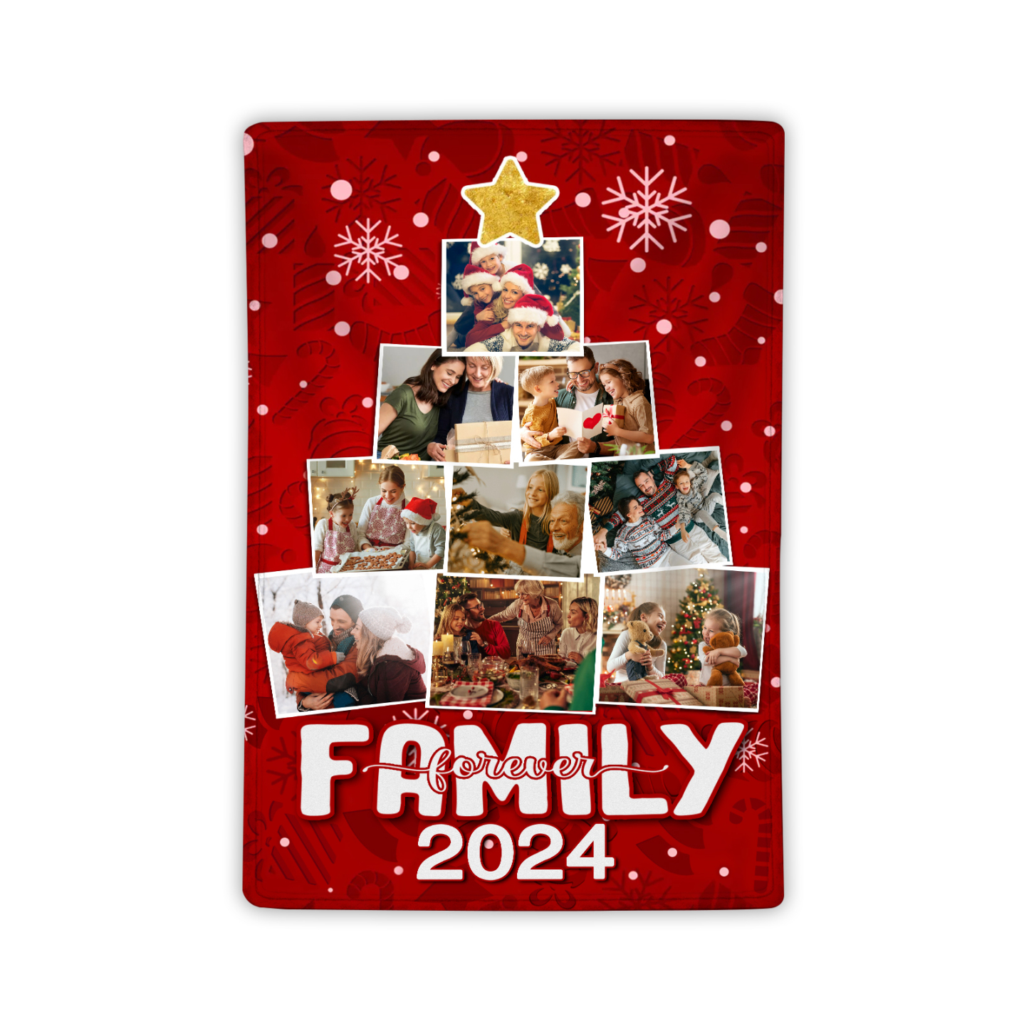 Personalised Family Photo Blanket Custom 9 Photos & 1 Year Red Blanket Christmas Gift for Family | Jessemade