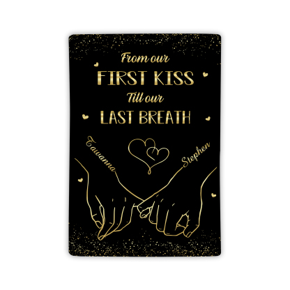 "From Our First Kiss" Personalised Couple Blanket – Design with Custom 2 Names Gift for Him/Her | Jessemade