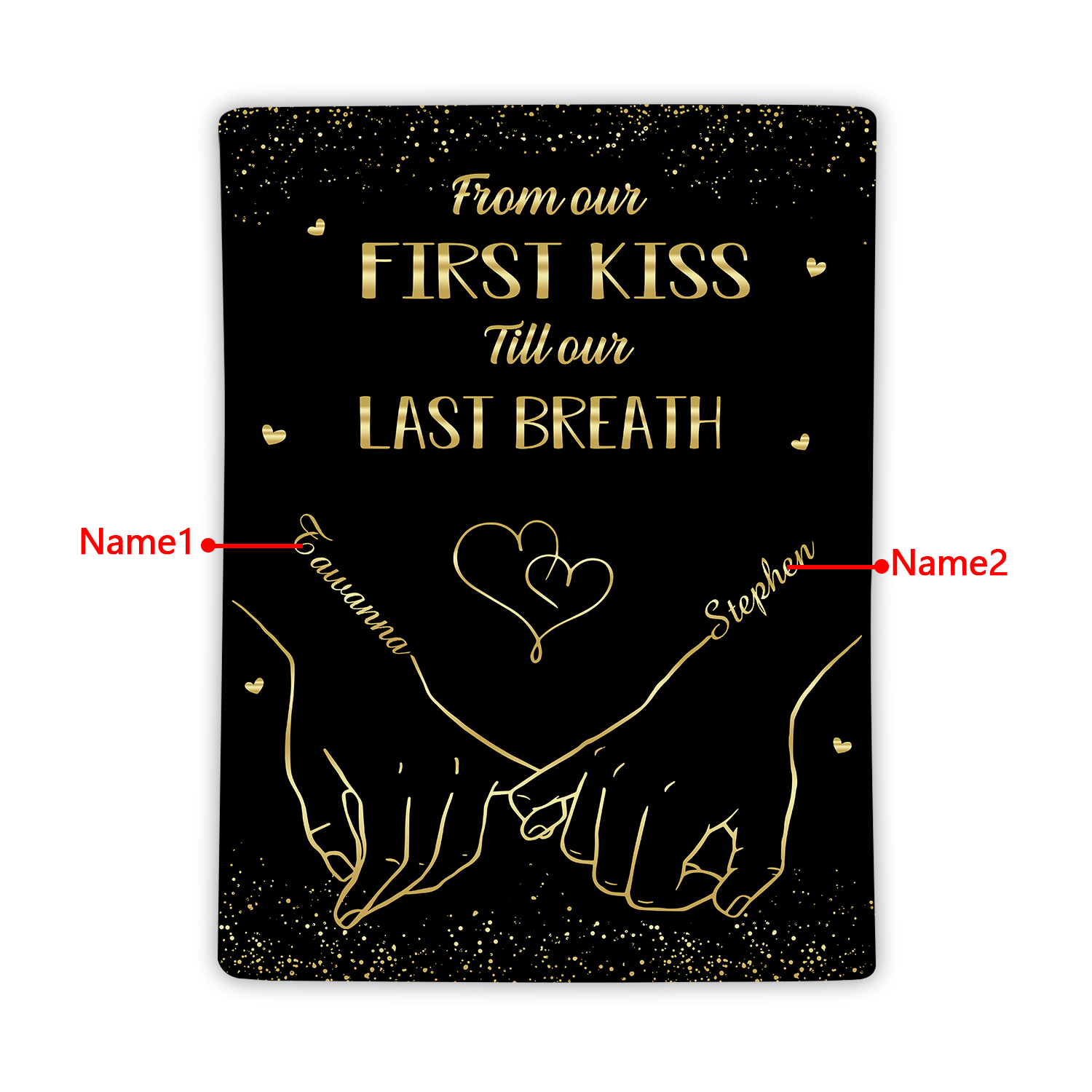 "From Our First Kiss" Personalised Couple Blanket – Design with Custom 2 Names Gift for Him/Her | Jessemade