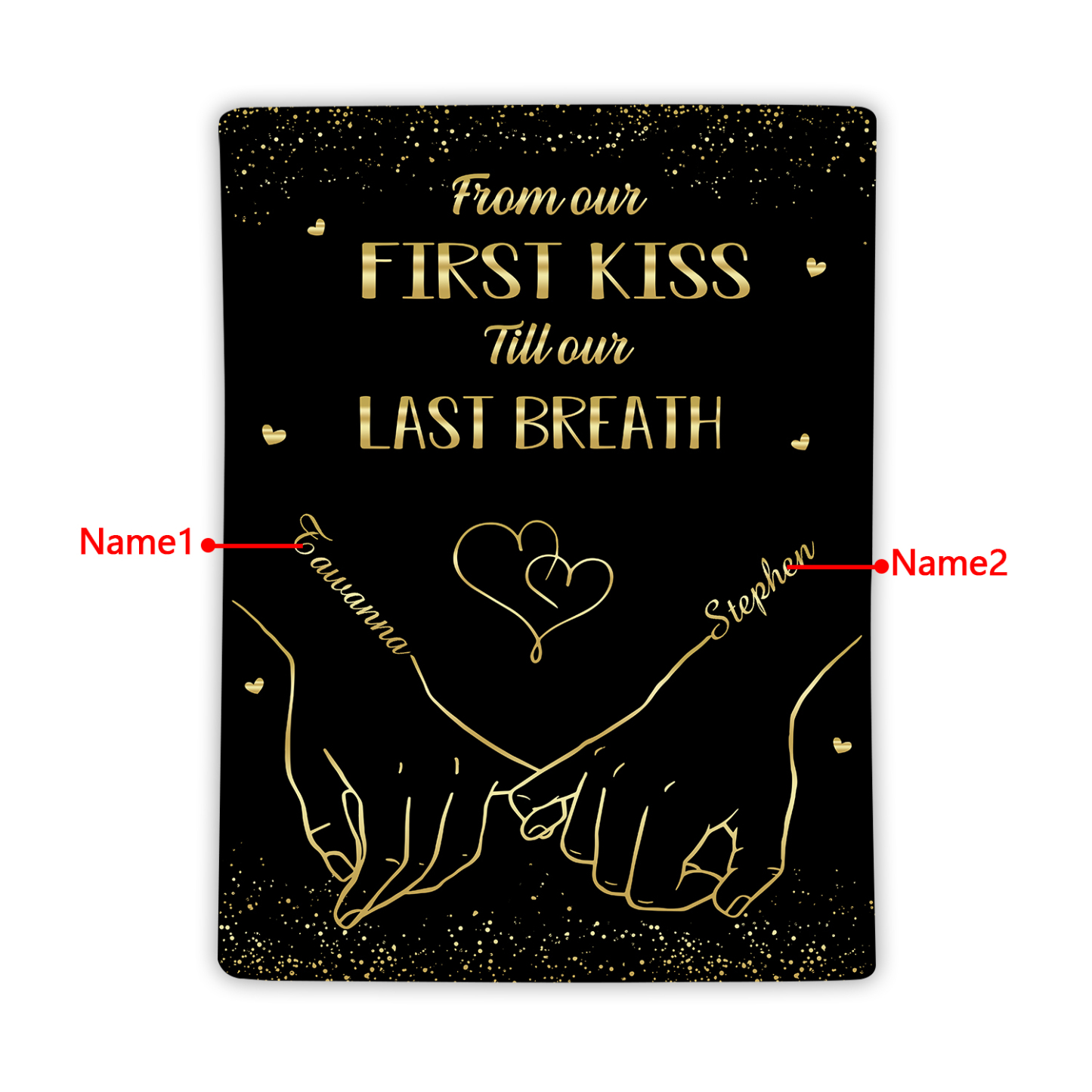 "From Our First Kiss" Personalised Couple Blanket – Design with Custom 2 Names Gift for Him/Her | Jessemade
