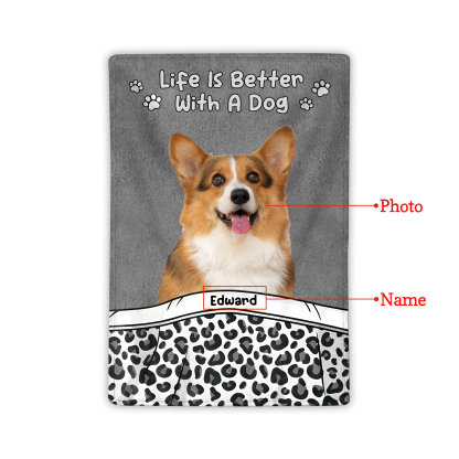 Personalized Pet Blanket - Custom Photo & Name Flannel Blanket for Pet Lovers | Jessmade