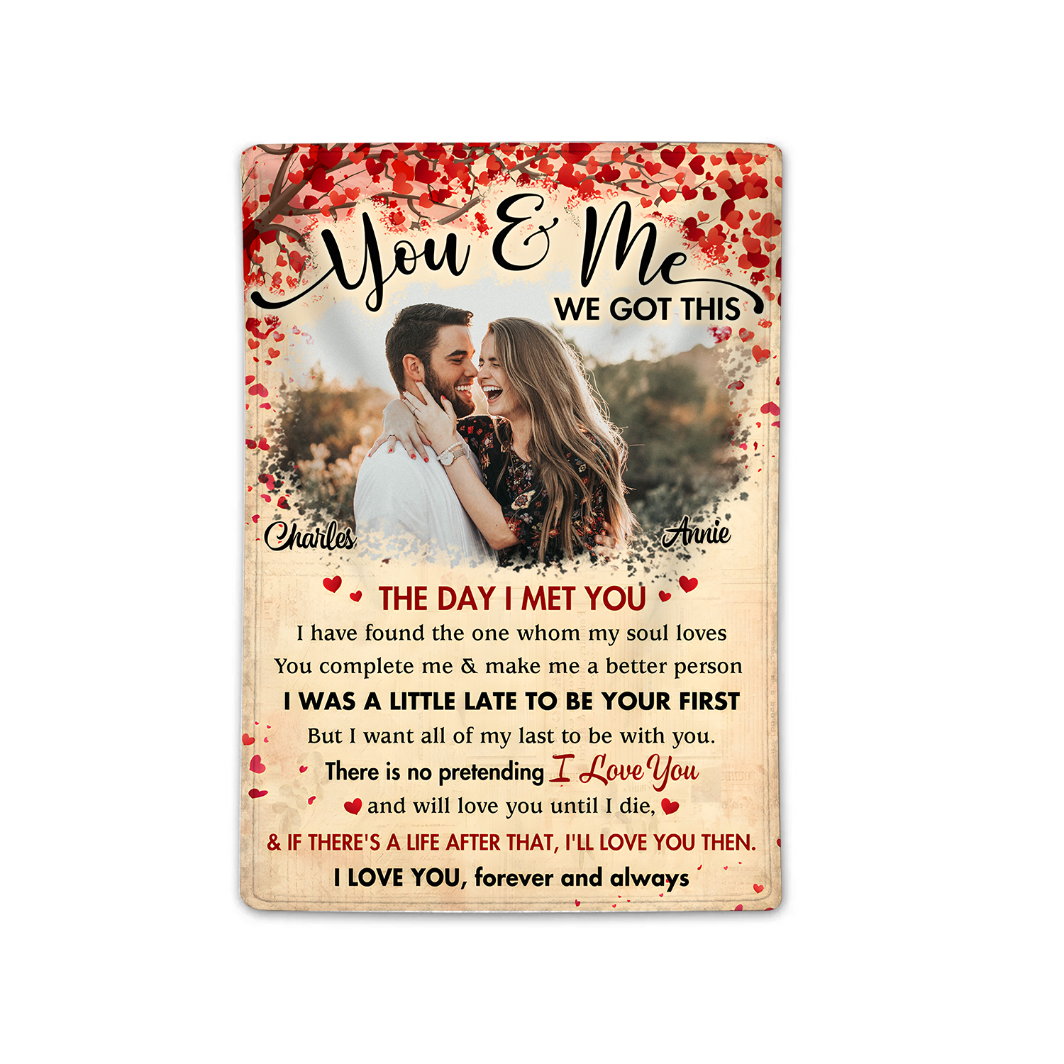 图包修改中Personalised Couple Blanket -  Custom 2 Names & Photo Design - "You & Me, We Got This" - Valentine’s Day Gift for Him/Her | Jessemade