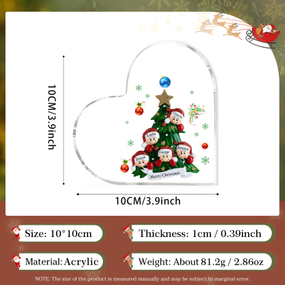 Personalised Acrylic Christmas Decoration – Custom 5 Names & Text Family Home Decor Christmas Gift for Family | Jessemade