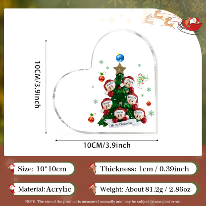 Personalised Acrylic Christmas Decoration – Custom 6 Names & Text Family Home Decor Christmas Gift for Family | Jessemade