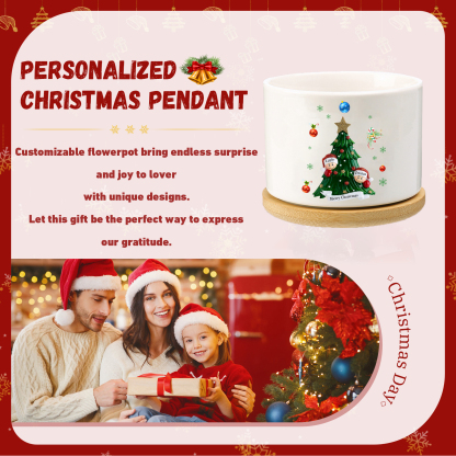 Personalised Christmas Flowerpot with Custom 1-8 Names & Text – Gift Christmas for Family | Jessemade