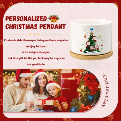 Personalised Christmas Flowerpot with Custom 1-8 Names & Text – Gift Christmas for Family | Jessemade