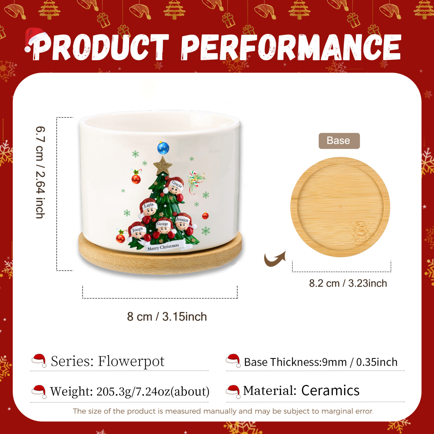 Personalised Christmas Flowerpot with Custom 1-8 Names & Text – Gift Christmas for Family | Jessemade