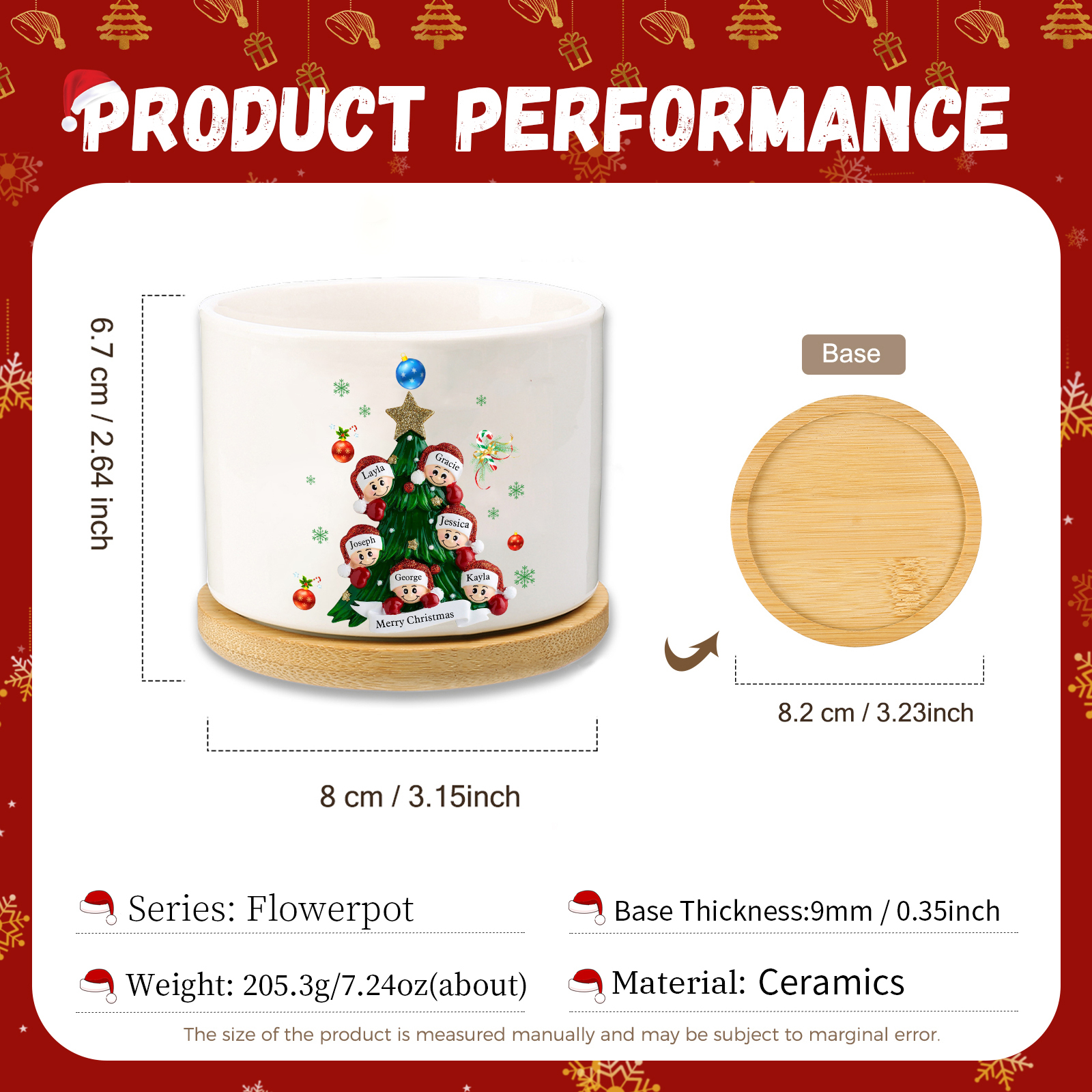 Personalised Christmas Flowerpot with Custom 1-8 Names & Text – Gift Christmas for Family | Jessemade