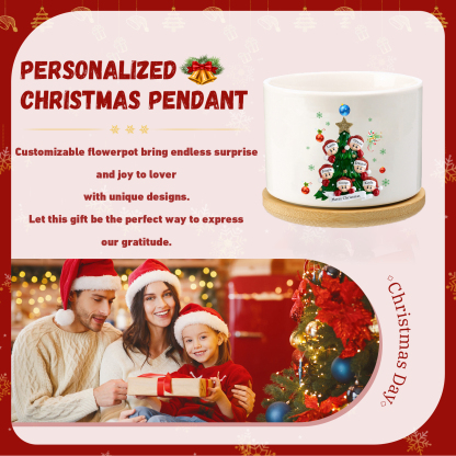 Personalised Christmas Flowerpot with Custom 1-8 Names & Text – Gift Christmas for Family | Jessemade