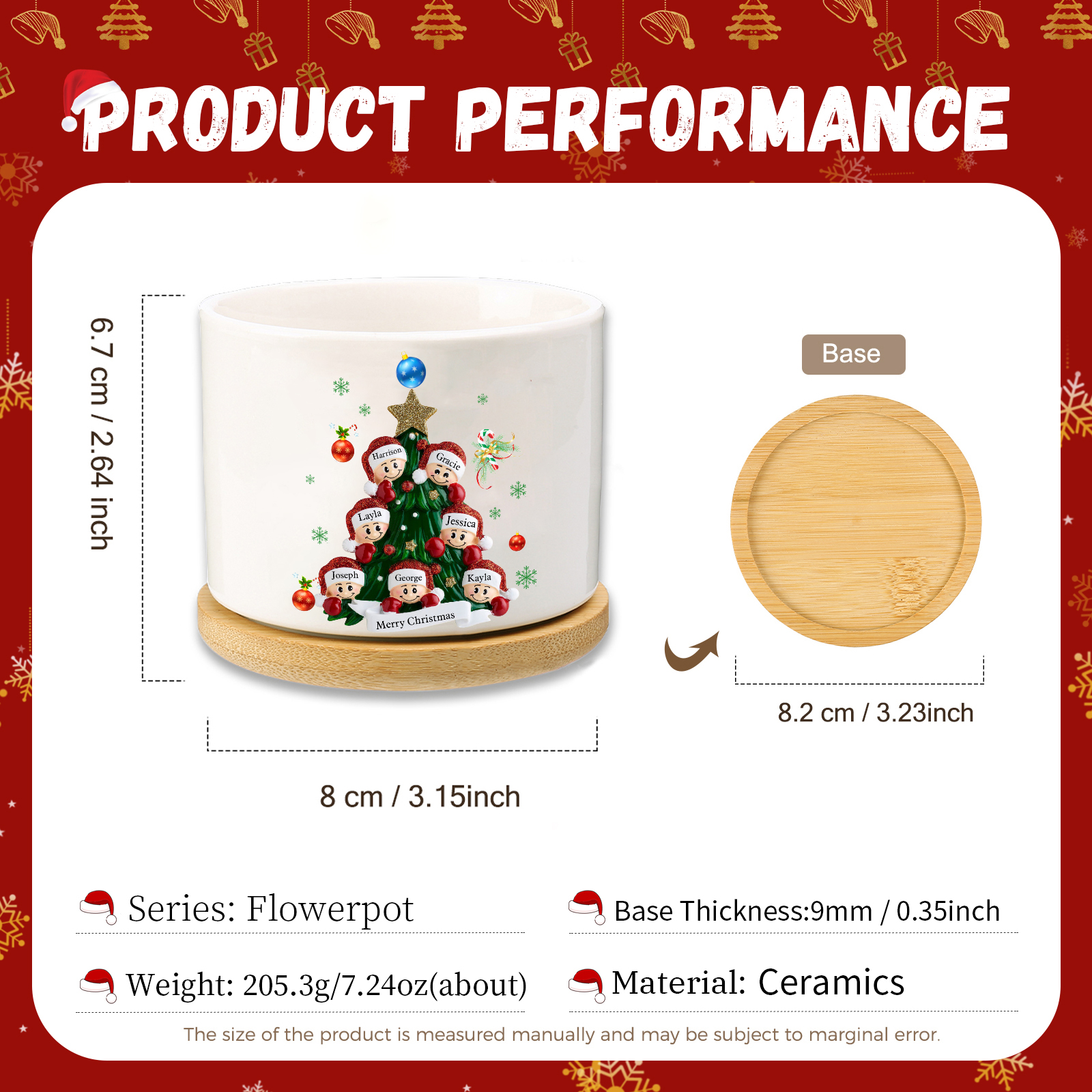 Personalised Christmas Flowerpot with Custom 1-8 Names & Text – Gift Christmas for Family | Jessemade