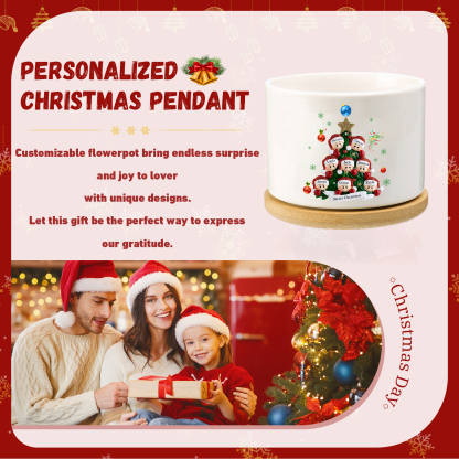 Personalised Christmas Flowerpot with Custom 1-8 Names & Text – Gift Christmas for Family | Jessemade
